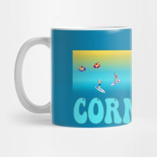 Cornwall Paddle board Isometric Beach Scene Mug